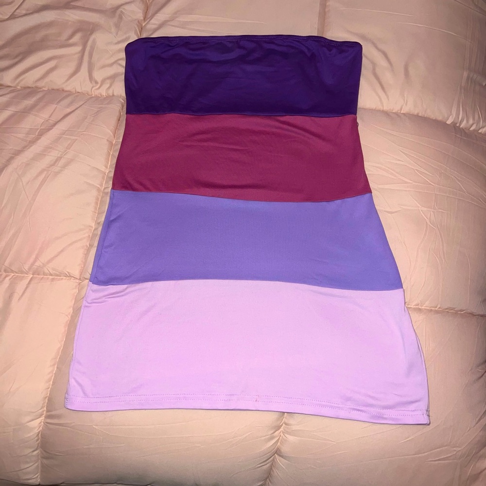 Tri-purple strapless dress